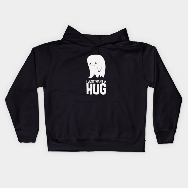 Cute Sad Ghost Just Want a Hug Kids Hoodie by Freid